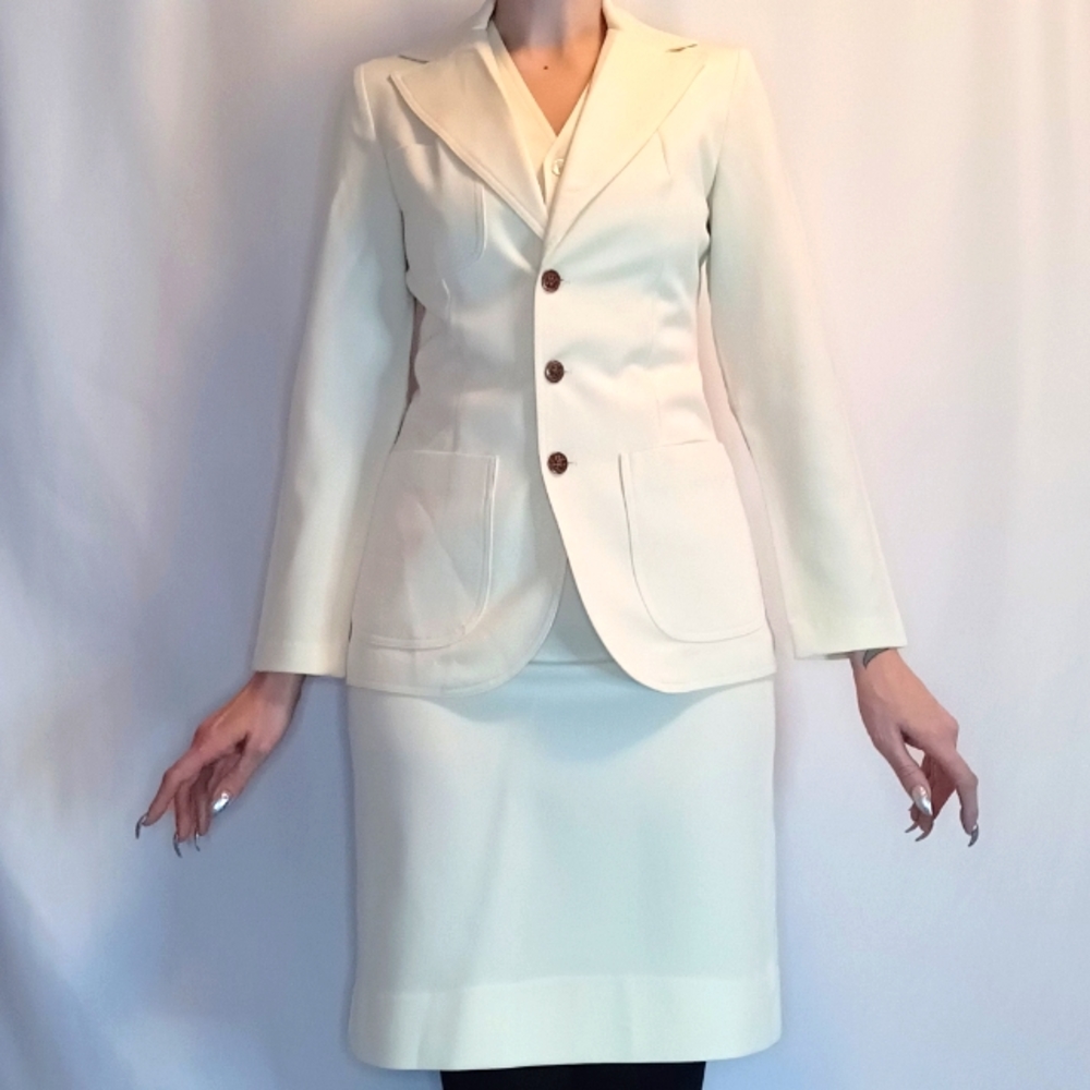 Vintage 70s Jack Winter Three Piece Off White Suit.